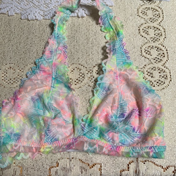 Victoria's Secret Other - Victoria Secret Women’s Multicolor Lace Halter Bralette Size Medium